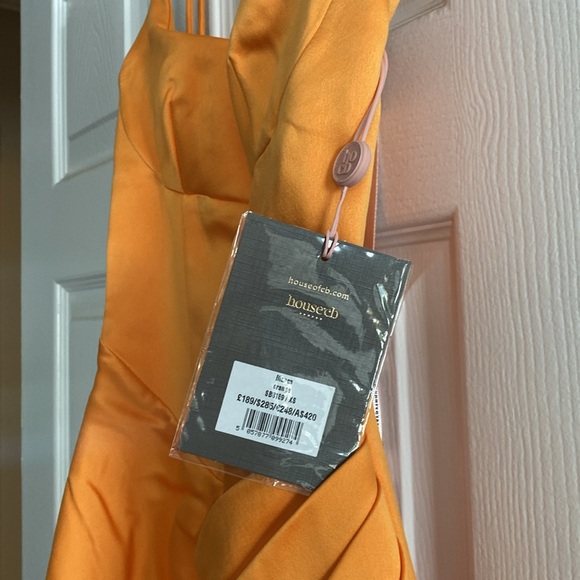 House of CB BIANCA (Tangerine) Satin Pleated Corset Midi Dress NWT - Picture 8 of 9